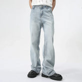 Hearujoy Simple Men's Denim Pants Men's Wea Summer American Style Casual Light Blue Washed Micro Boot-cut Jeans Trendy 9C5978